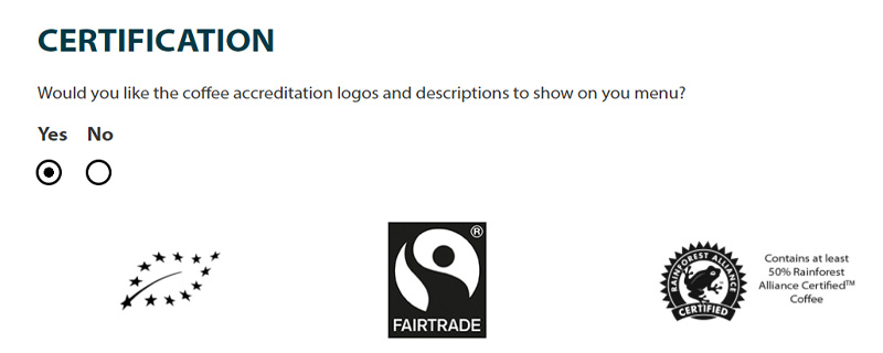Menu builder - certifications