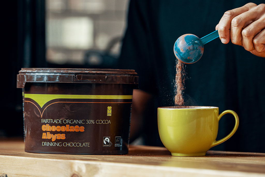 Chocolate Abyss drinking chocolate drink made from fairtrade organic 30% cocoa